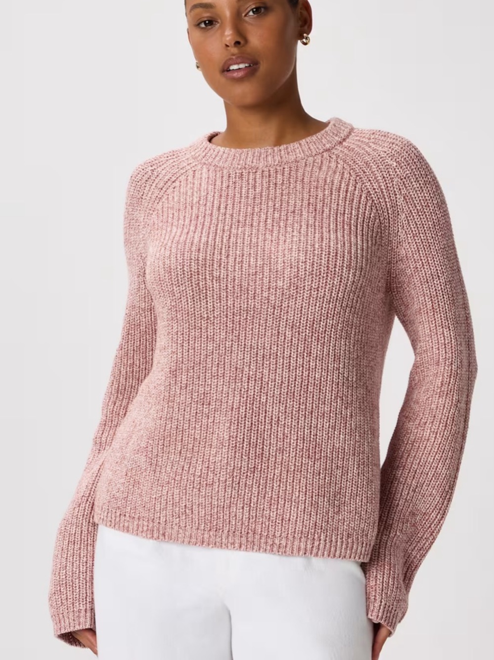 Quince Fisherman Cotton Crewneck Sweater in red size S